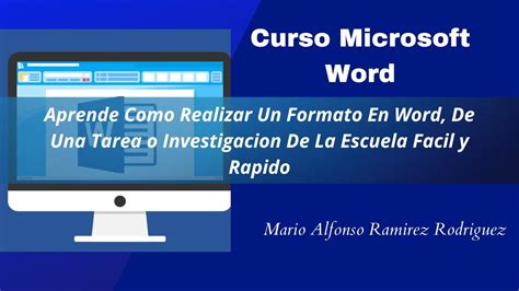 Aprende Como Realizar Un Formato En Word De Una Tarea O Investigacion