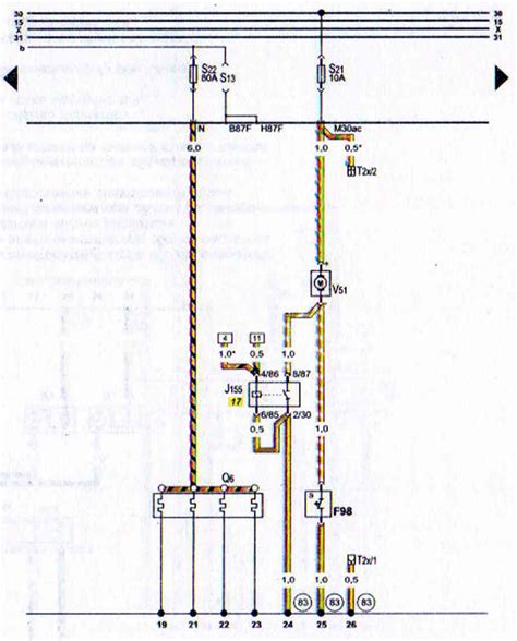 Shema ožičenja za relej vodene pumpe žarnice Audi 80 B4 1991 1996