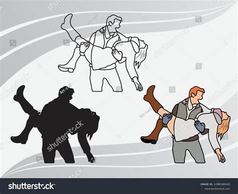 Man Carrying Woman Silhouette Man Carrying Royalty Free Stock Vector