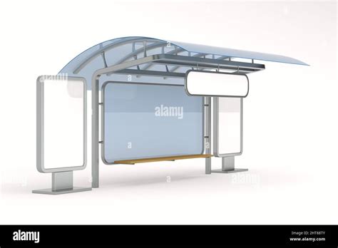 Bus Stop On White Background Isolated D Illustration Stock Photo Alamy