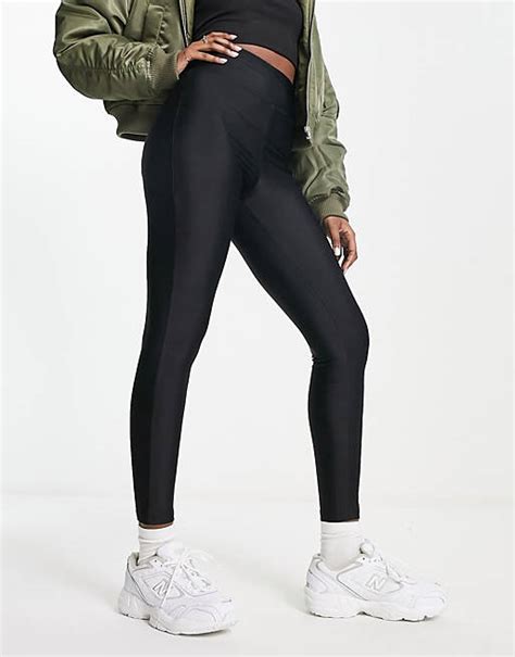 Asos Design Legging With High Waist In Matte Sheen In Black Asos