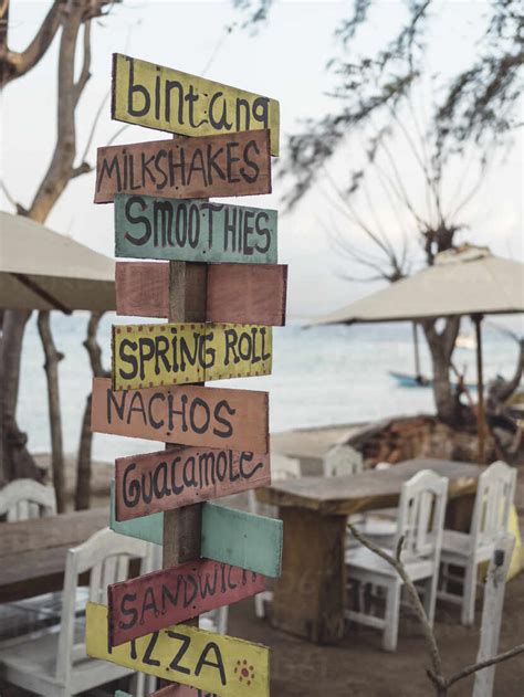 Indonesia Bali Gili Islands Gili Air Handwritten Restaurant Menu On