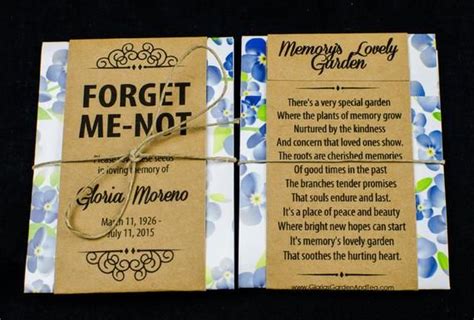 Forget Me Not Funeral Memory Note Card Template Brilliantgerty