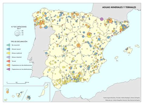 Mapa de aguas minerales y termales 2017 España