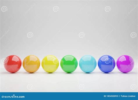 Seven Colorful Balls or Spheres on White Background Stock Illustration ...