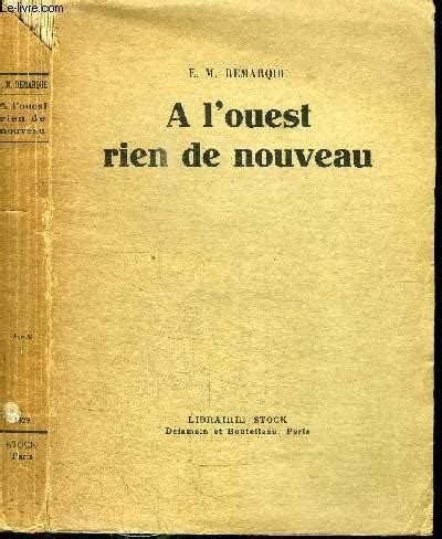 A L Ouest Rien De Nouveau By Remarque E M Bon Couverture Souple