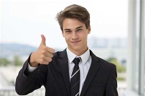 Premium Ai Image A Man In A Suit Giving A Thumbs Up