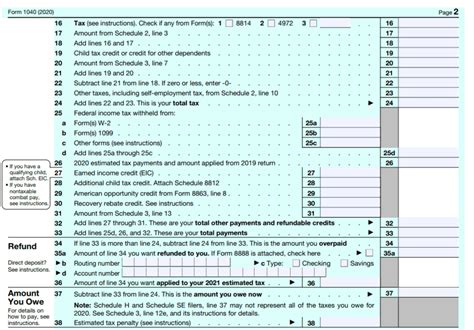 Form 1040 Recovery Rebate Credit Worksheet