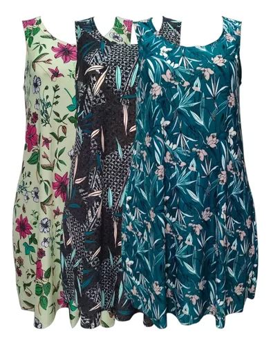 Kit Vestidos Lindas Estampas Ver O Plus Size Malha Liganet Frete Gr Tis