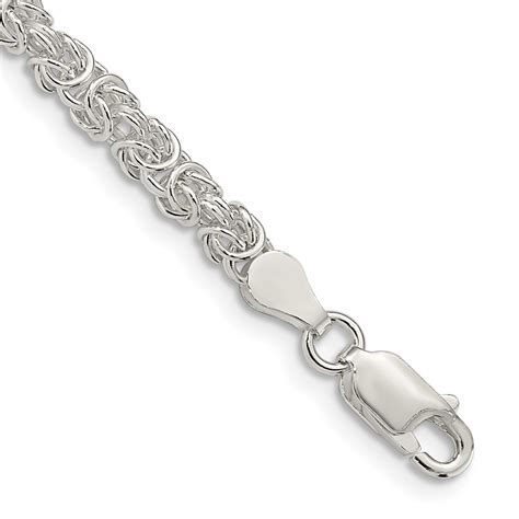 Sterling Silver 3 75mm Rounded Byzantine Chain Unclaimed Diamonds