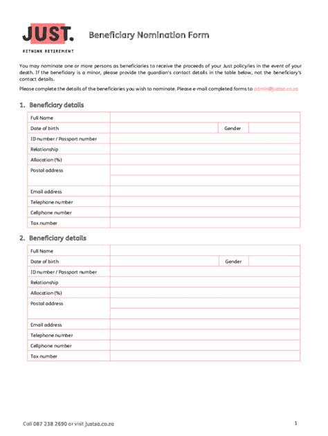 Fillable Online Just Beneficiary Nomination Form Fax Email Print