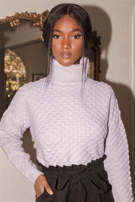 Lavender Sweater Turtleneck Sweater Dot Knit Sweater Lulus