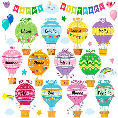 Buy 31 Pieces Happy Birthday Bulletin Board Set Classroom Birthday Wall Decorations Hot Air