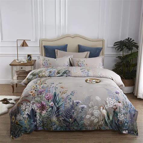 Famvotar Botanical Flower Print Bedding Set 600tc Egyptian Cotton Bed Linen Antique Floral