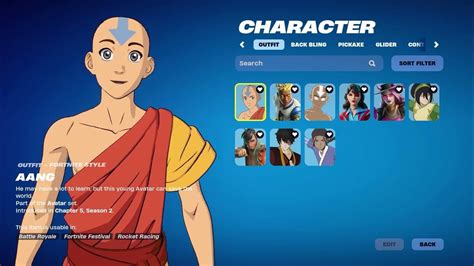 All New Avatar Fortnite Update Skins Aang Zuko Toph Katara Youtube