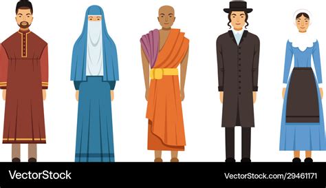 Religion People Characters In Traditional Clothes Vector Image