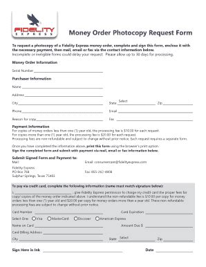 Fillable Online Money Order Photocopy Request Form Fax Email Print