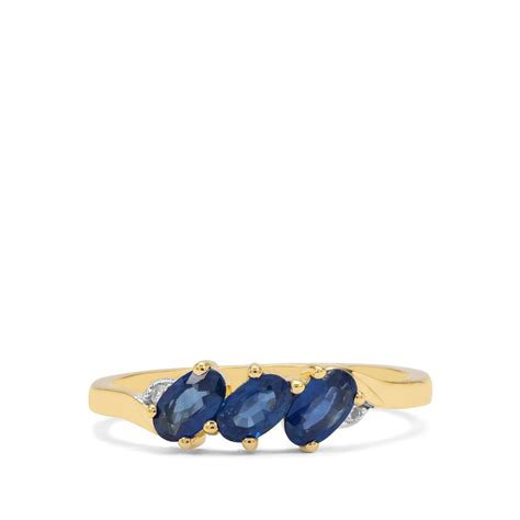 Australian Blue Sapphire And White Zircon 9k Gold Ring Atgw 1cts Gemporia