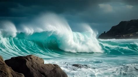 Sea Waves Breaking on the Shore. Seascape. Natural Background Stock ...