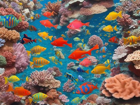 Premium Ai Image Multi Colored Fish Swimming In A Vibrant Coral Reef