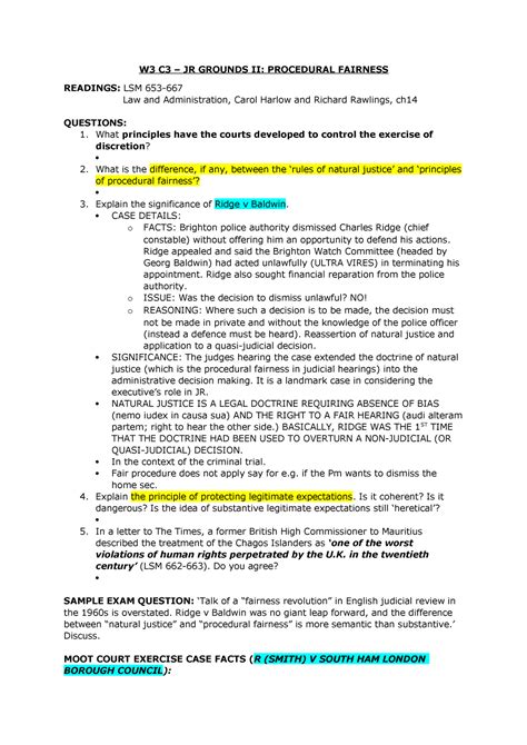 Lt Class Procedural Fairness W C Jr Grounds Ii Procedural