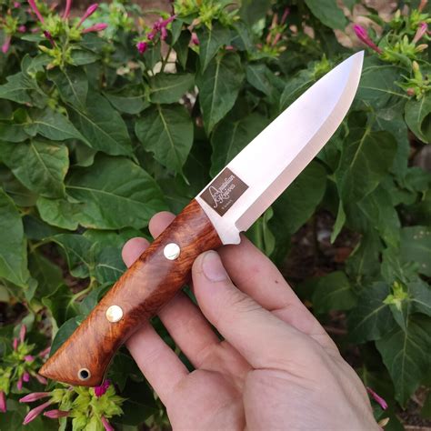 Scandi Grind Bushcraft Knife With Amboyna Wood Burl Handle Etsy