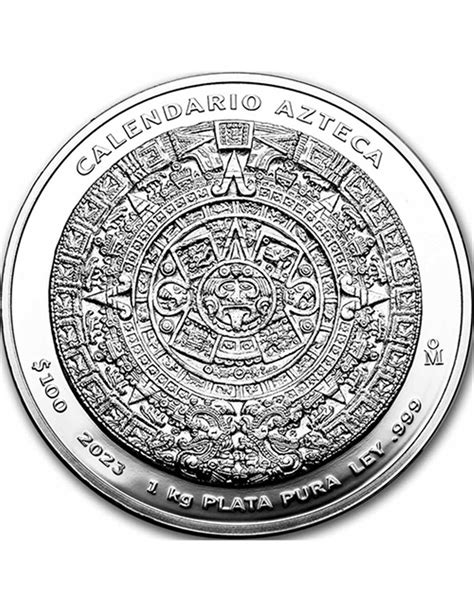 Aztec Calendar Libertad 1 Kg Kilo Silver Coin 100 Mexico 2023