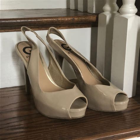 Nude Guess Patent Leather Platform Pumps Gem