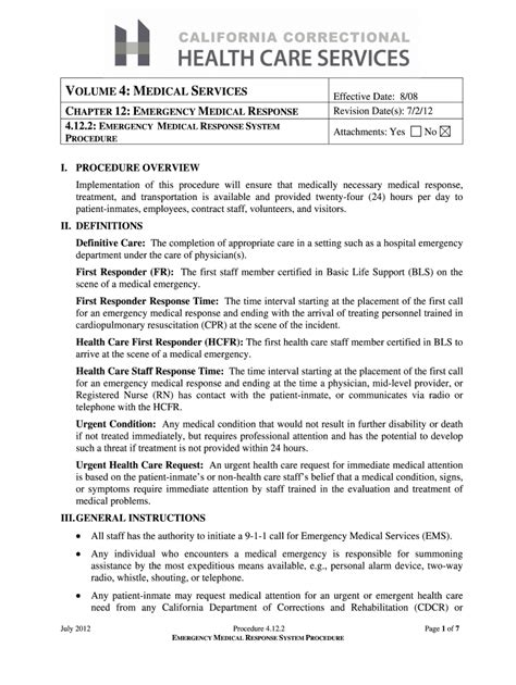 Fillable Online Cphcs Ca Ch 12 2 Emergency Medical Response System