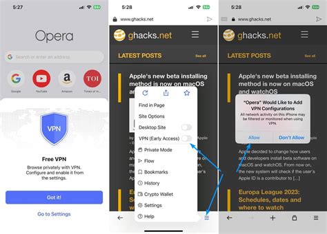 Opera S Free Vpn Service Is Now Available In Its Ios Browser Ghacks