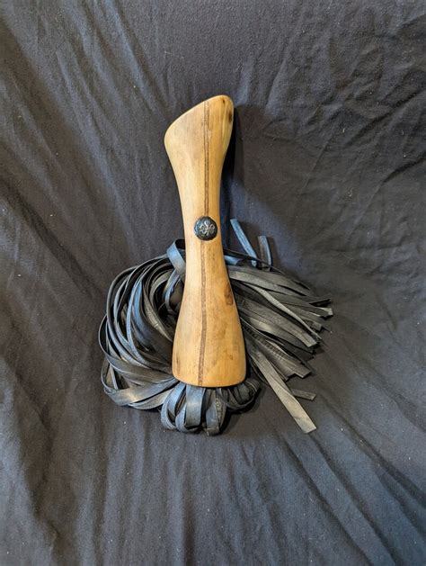 Hand Carved Flogger With Rubber Falls For Bdsm Impact Play Etsy