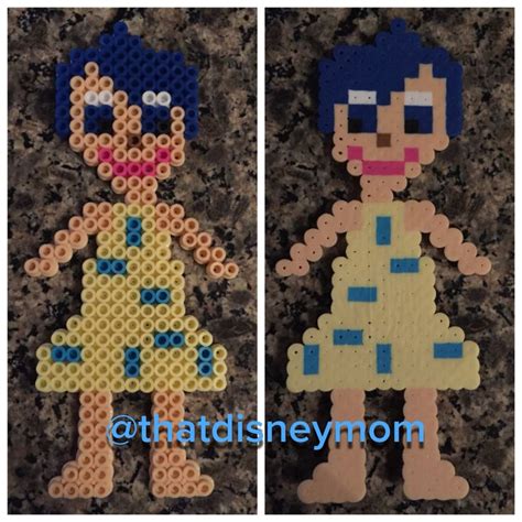 Two Pictures Of The Same Character Made Out Of Perler Beads