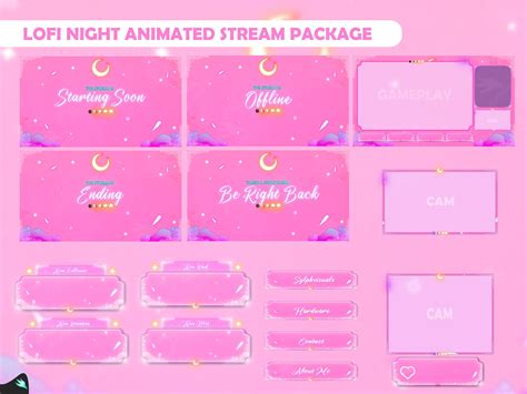 Stream Package Lofi Night Twitch Overlay Animated Alerts Animated