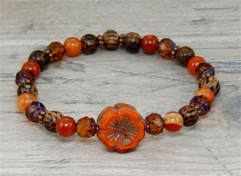 Nature Themed Jewelry - Orange Flower Bracelet | StoneRiverJewelry ...