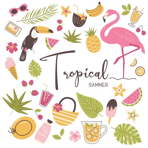 Set Of Cute Summer Icons 23645956 Vector Art At Vecteezy
