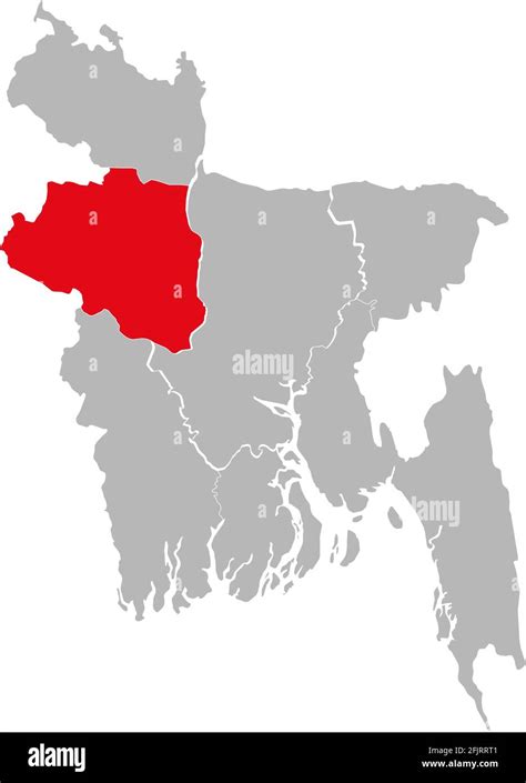 Rajshahi Province Highlighted On Bangladesh Map Gray Background Stock