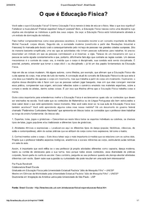 O Que É Educação Fisica Texto - O que é Educação Física? - Educação Física
