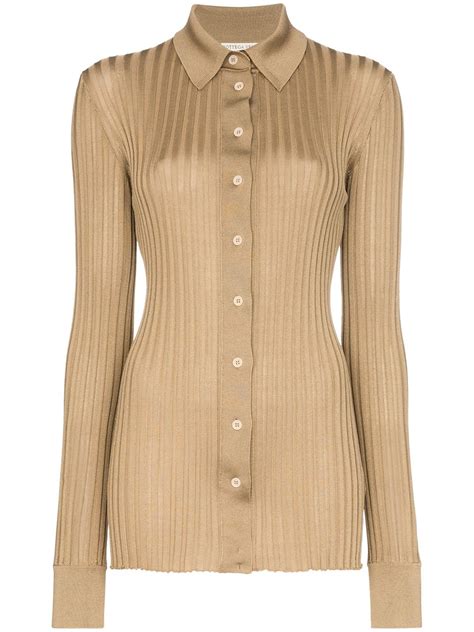 Bottega Veneta Light Weight Silk Rib Sweater In Brown ModeSens