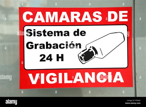 Surveillance Warning Sticker Stock Photo Alamy