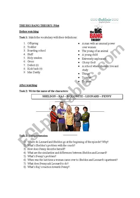 Big Bang Theory Worksheet