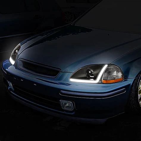 Dna Projector Headlights Honda Civic Ek 96 98 W Led Bar Black