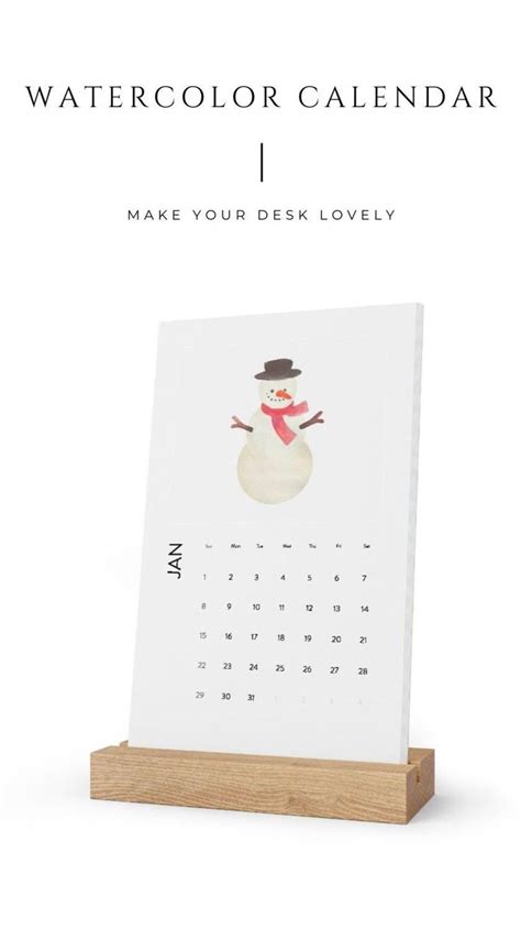 Watercolor Desk Calendar | Watercolor desk calendar, Minimalist ...