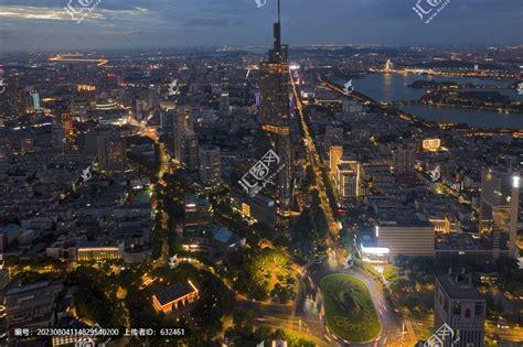 南京紫峰大厦航拍城市风光夜景都市风光建筑摄影摄影素材汇图网