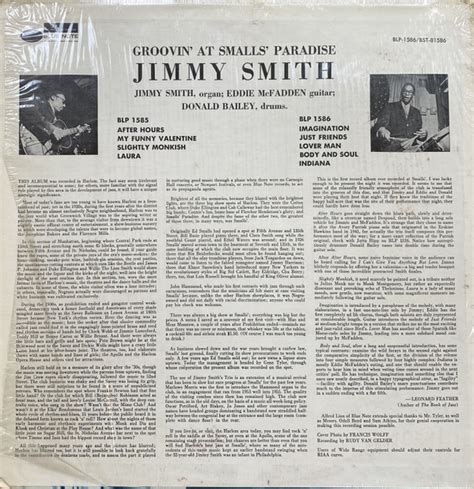 Jimmy Smith Groovin At Smalls Paradise Volume Vinile Usato