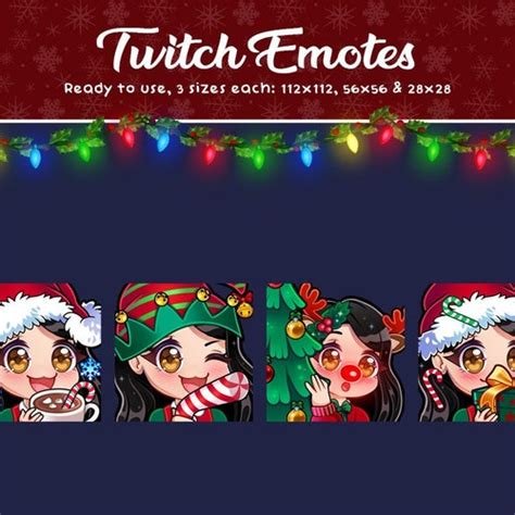 Christmas Twitch Emotes Cute Chibi Emoji Emotes For Etsy