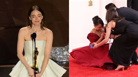 Foto No Oscar Emma Stone Sofre Problemas No Vestido E Atriz