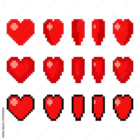 Pixel art heart animation Stock Vector | Adobe Stock