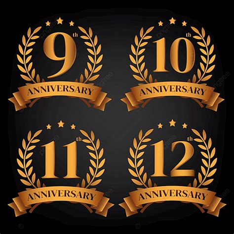 Golden Wedding Anniversary Vector Design Images Set Of Golden