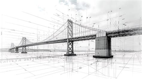 Precision blueprint modern suspension bridge cable placement pylon designs and roadway alignment ...