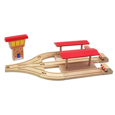 Wooden Train Station with 3 Tracks | Thimble Toys